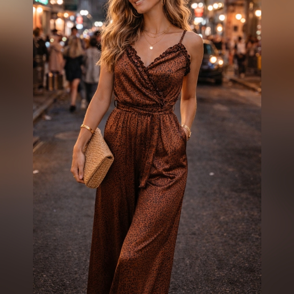 Xtraordinary Brown Animal Print Jumpsuit
